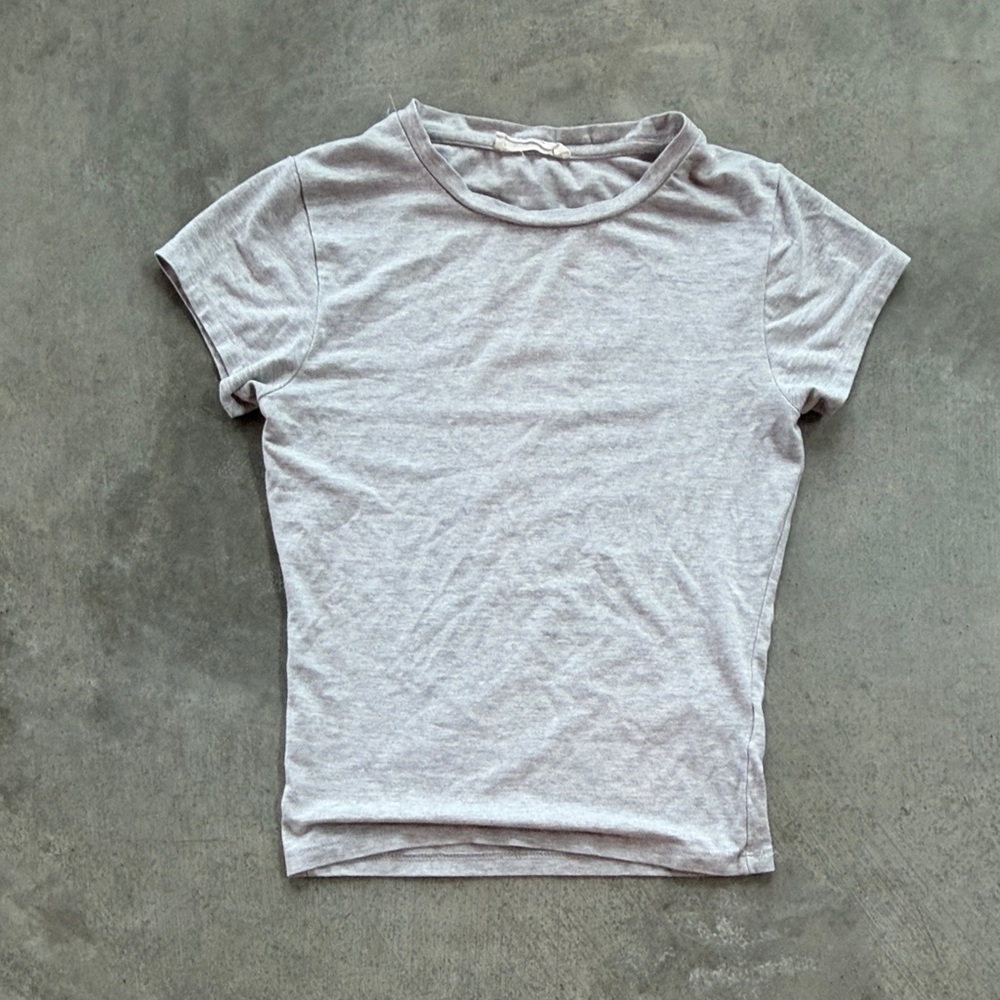 Cotton On Light Gray Short Sleeve tight fitted tee
